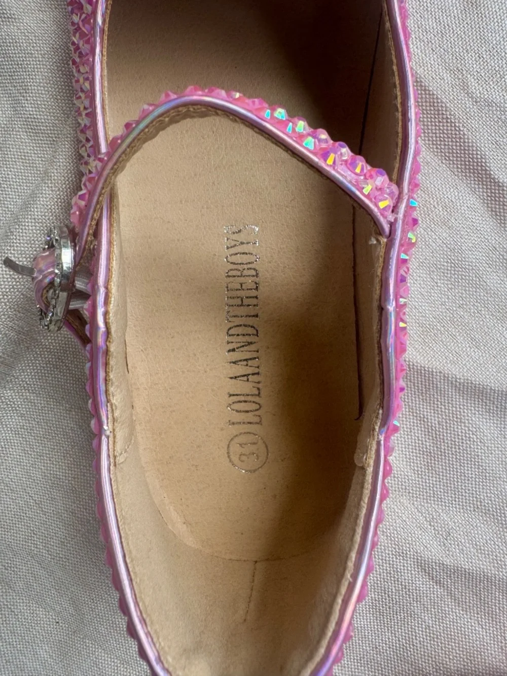 Pink and iridescent beaded shoes shoes